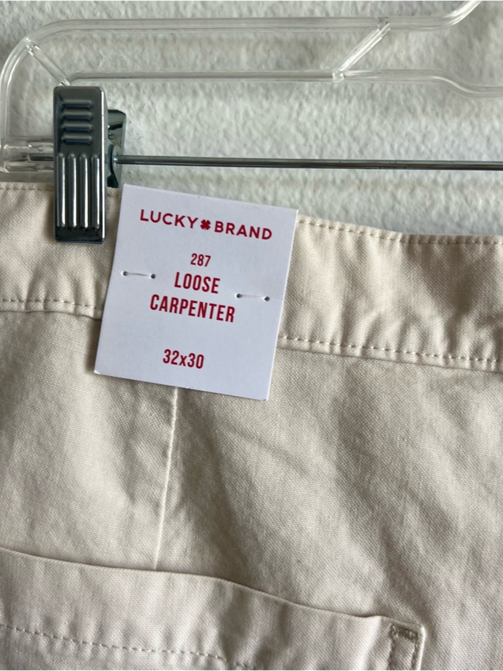 Lucky Brand Men's 287 Loose Carpenter Cargo Pants Cream Shoelace 32/30 NWT - Picture 10 of 16